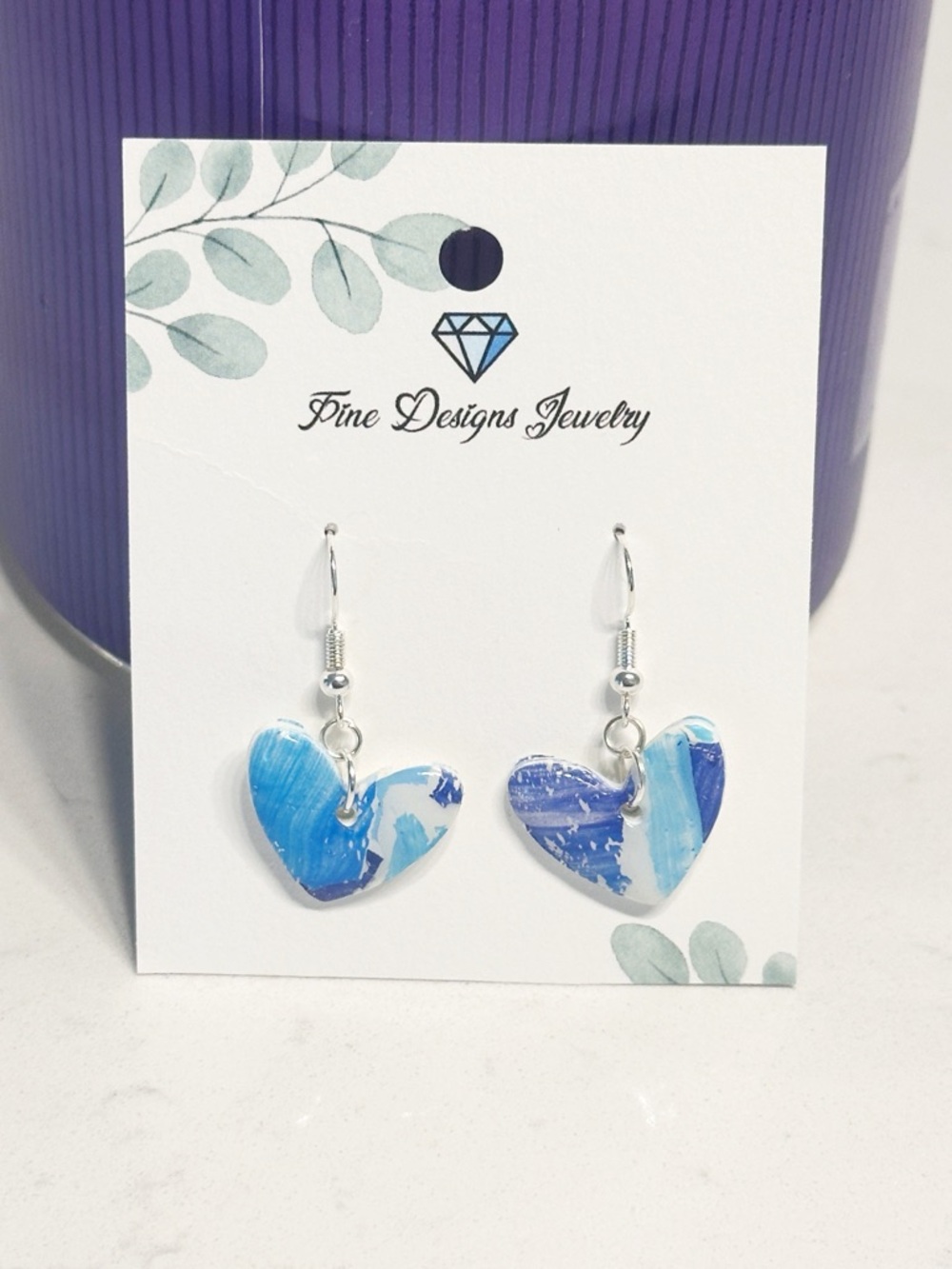 Deep Blue Heart Earrings